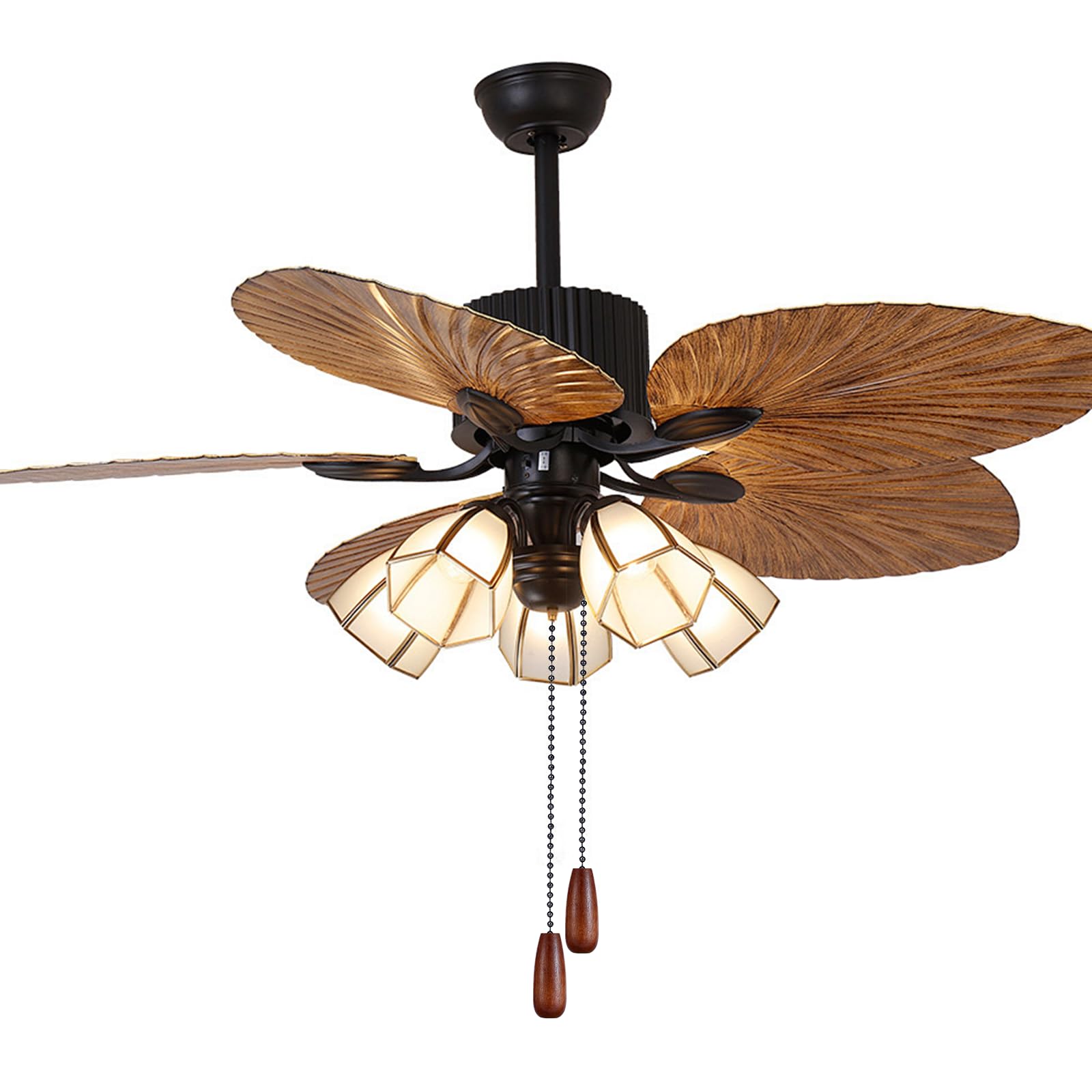 6 Pieces Wooden Ceiling Fan Pull Chains Extender Set, 12 Inch Decorative Pulls Chain Extension For Ceiling Light Lamp Fan Chain